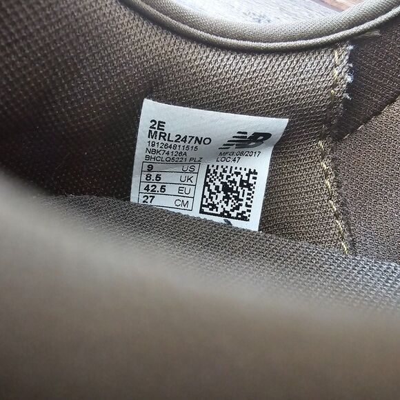 New Balance 247 MRL247NO Olive Perforated Leather Sneakers US 9 Running Fixable - Picture 4 of 8